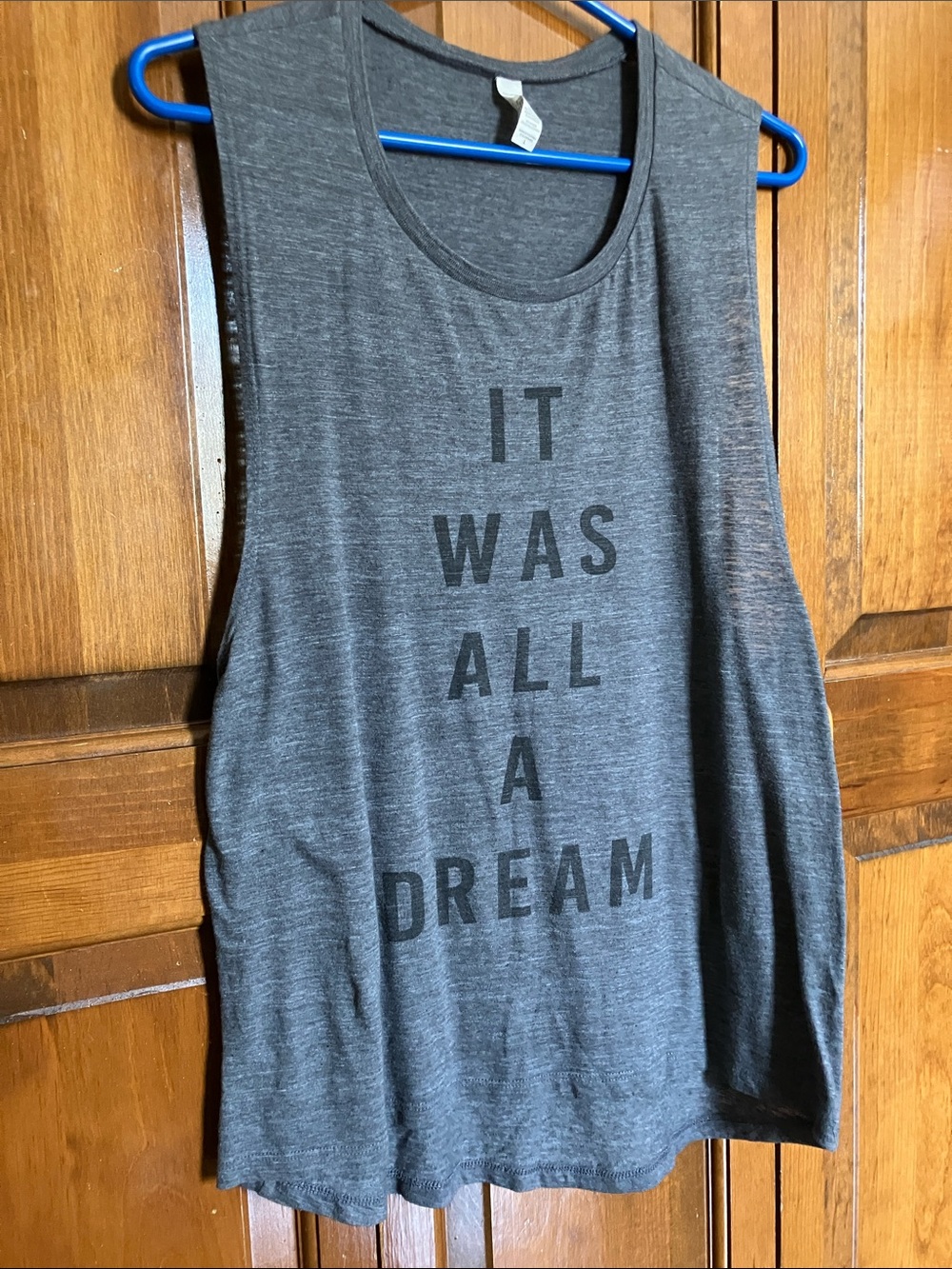 Charcoal Gray Muscle Tank’It Was All A Dream' Graphic &free piece of jewelry!!